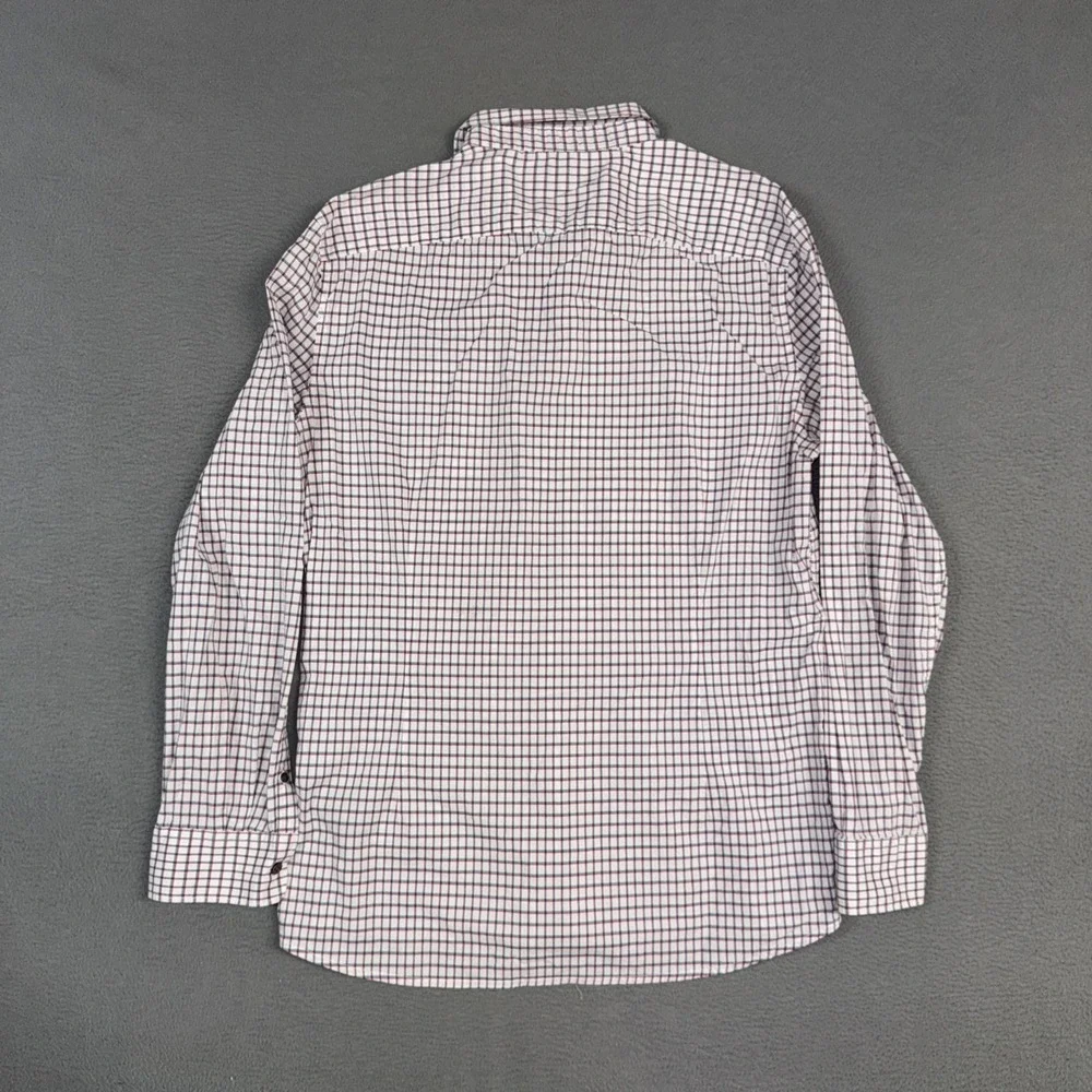 Kenneth Cole Shirt Mens Large White Check Long Sleeve Button Down Cotton Dress